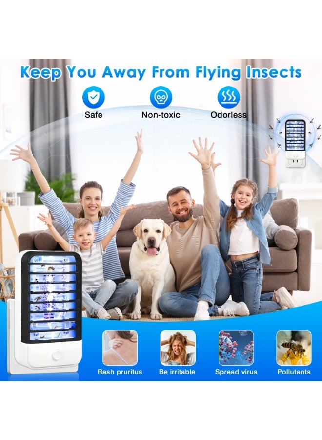 ناكسي فلاي اشبك جهاز قتل الحشرات، قاتل البعوض، جهاز قتل الحشرات للاستخدام الداخلي، فخ للحشرات صامت تمامًا وخالي من الإشعاع، مع ضوء LED للفناء، غرفة النوم، المطبخ، والمكتب لطرد البعوض (قطعتان) - Image 3